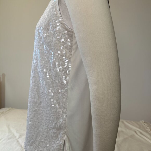 NWT LAFAYETTE 148 NEW YORK- NEW Sequin Stretch Tank Top-White/Cloud-Size Small - Picture 2 of 15